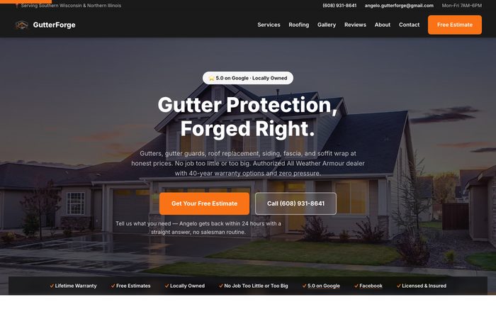 GutterForge homepage